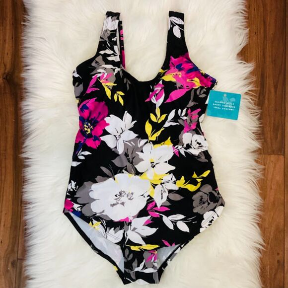 Swimsuits for All Beach Belle Bright Floral Sarong Front Swimsuit Size10 NWT - Picture 7 of 10